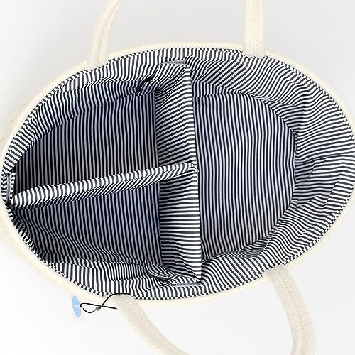 Casaphoria Woven Sundries Hamper Cotton Rope Basket Baskets for Storage,Storage Caddy,Cotton Basket,100% Cotton Car Organizer with Handle,Basket for Gift,Cream White(14.2"x8.5"x7.1")
