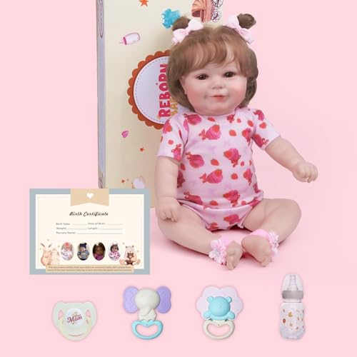 JIZHI Lifelike Reborn Baby Dolls - 20Inch-Real Baby Feeling Realistic-Newborn Baby Dolls Adorable Smiling Real Life Baby Dolls with Gift Box for Kids Age 3+