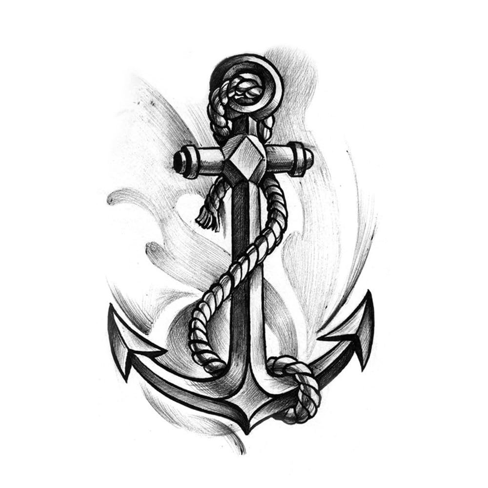 SanerLian Anchor Ship Temporary Tattoo Sticker Waterproof Fake Tatoo Men Women Adult Boys Teens Body Art 10.5X6cm Set of 12 (SF141)