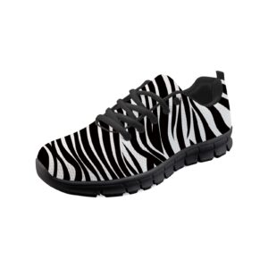 wanyint black white zebra print slip-on fashion sneakers animal theme fur stripe women's running shoes comfort training shoes for travel outdoor black sole athletic shoes exercise shoes