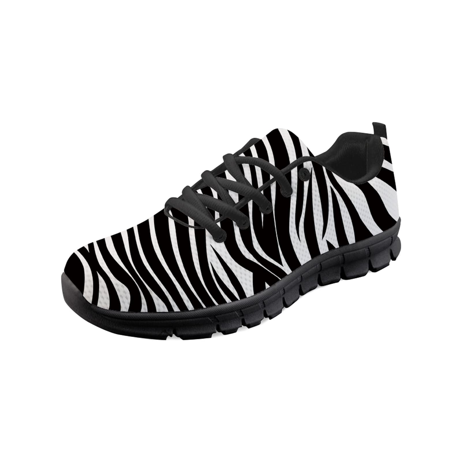 Wanyint Black White Zebra Print Slip-on Fashion Sneakers Animal Theme Fur Stripe Women's Running Shoes Comfort Training Shoes for Travel Outdoor Black Sole Athletic Shoes Exercise Shoes