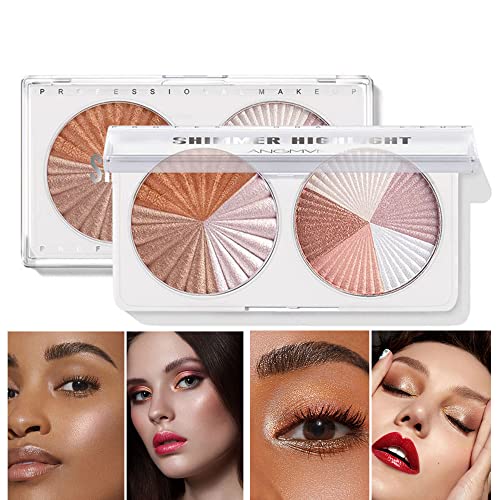 Wismee Highlighter Makeup Palette Bronzer and Highlighter Palette Brightener Bronzer Powder Baked and Light Face Contour Shimmer Illuminator Makeup Highlighter Powder Make up Palette Portable Cosmetics