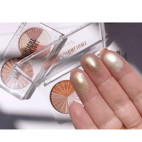 Wismee Highlighter Makeup Palette Bronzer and Highlighter Palette Brightener Bronzer Powder Baked and Light Face Contour Shimmer Illuminator Makeup Highlighter Powder Make up Palette Portable Cosmetics