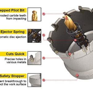 Mollom Heavy Duty Carbide Hole Saw, Hole Cutter cuts Stainless Steel, mild Steel, Iron, Copper, Brass, Plastic (1-3/8'' 35mm)