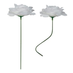 Eternal Blossom Rose Head Flowers with Stem, 50 White Artificial Flowers, Used for Wedding Decoration DIY Handmade Flowers Silk Fake Rose 3 Inches and 6 Inches Stem Valentines Day Decorations