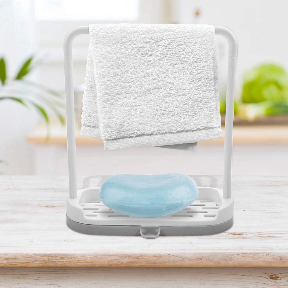 Detachable Towel Storage Rack, Dishcloth Sponge Drying Rack Kitchen Plastic Quick Drying Water Absorbing Rod Rag Stand, Kitchen Storage Organizer(6.69 * 2.75 * 7.79in-Grey)