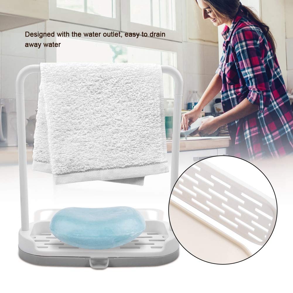 Detachable Towel Storage Rack, Dishcloth Sponge Drying Rack Kitchen Plastic Quick Drying Water Absorbing Rod Rag Stand, Kitchen Storage Organizer(6.69 * 2.75 * 7.79in-Grey)