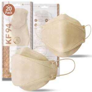 airaid-kf94 [individually wrapped] - made in korea, 3d multicolor packs, face protective mask, adult and older teens (beige-20p)