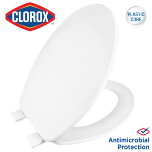 Clorox Elongated Plastic Toilet Seat with Easy-Off Hinges, Wiggle-Free