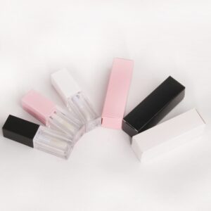 24pcs 5ml Empty square pink lipgloss tubes bulk wholesale with big wand lipgloss containers