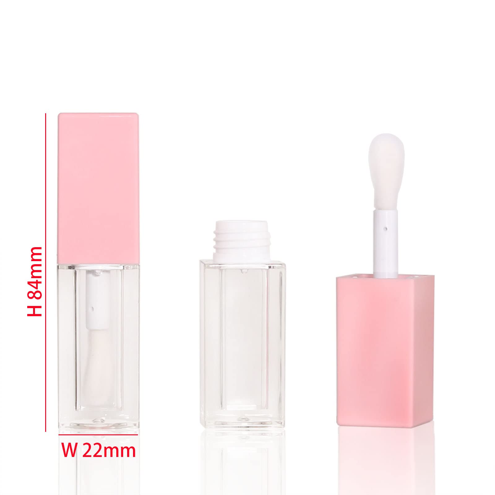 24pcs 5ml Empty square pink lipgloss tubes bulk wholesale with big wand lipgloss containers