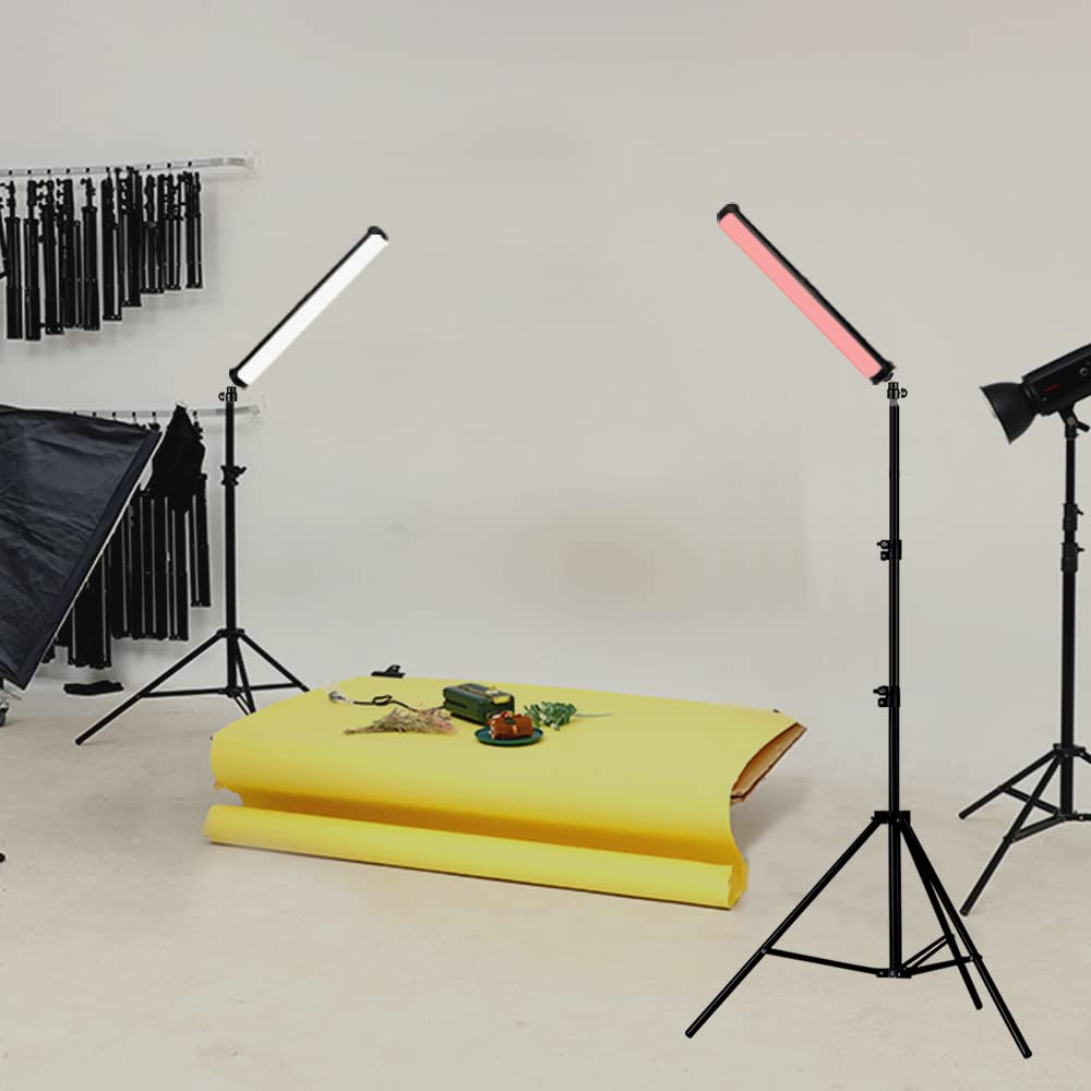 RGB Led Video Light Wand Stick, 360° Full Color Portable Studio Handheld Photography Lighting Wand 5000mAh Rechargeable Battery & Magnet with 27"-80" Tripod Stand-2 Pack