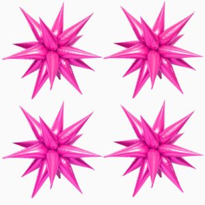 50 pcs hot pink foil cone star balloons big 26 inch pink explosion star mylar balloons 12 point 3d starburst star balloons for party supplies christmas birthday wedding decorations party supplies
