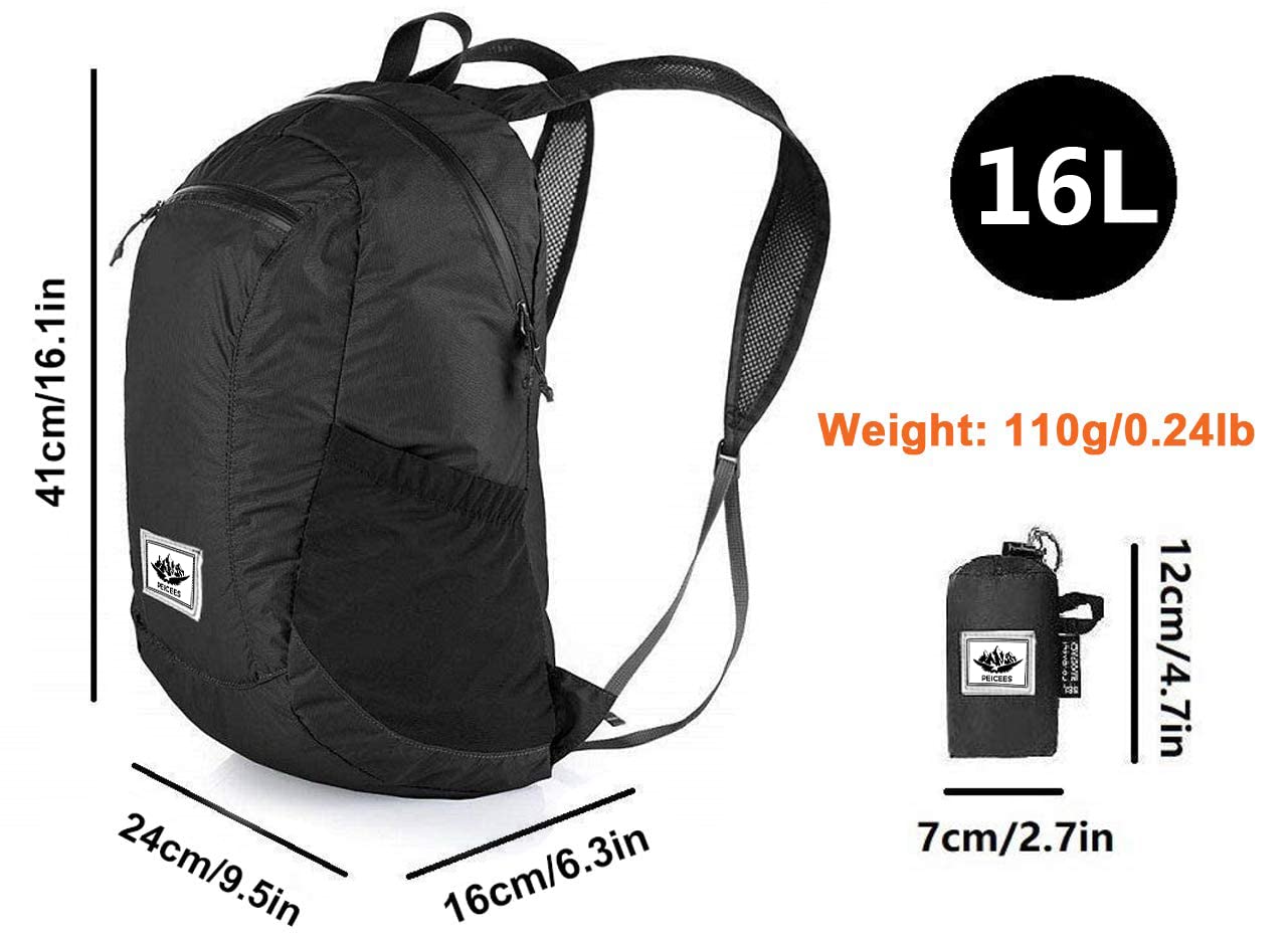 Peicees Lightweight Packable Backpack for Women Men Waterproof Foldable Daypack Bag Collapsible Small Backpack 16 L for Travel Hiking