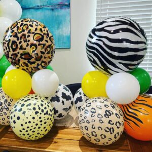 10 Pack 18 Inch Animal Leopard Pattern Foil Balloons Helium Animals Balloons Wildlife Print Balloons for Animal Birthday Cheetah Jungle Safari Theme Backdrop Kids Party Decorations Supplies