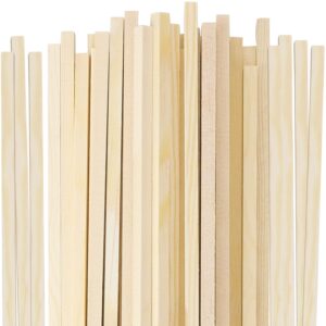 billioteam 50 pack wooden dowels for crafts, unfinished square wooden dowels rod,hardwood square dowel sticks for diy crafts projects,home decor(1/4" x 12")