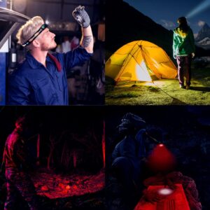 77outdoor LED Rechargeable Red Headlamp, D25LR Powerful Lightweight Head Flashlight with 90 High CRI Bright White Light and 660nm Deep Red Light, USB Charging for Camping, Hiking, Hunting