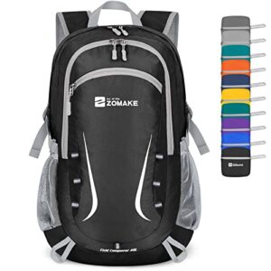 zomake lightweight packable backpack 35l - foldable backpack water-resistant collapsible backpack light daypack for hiking(black)