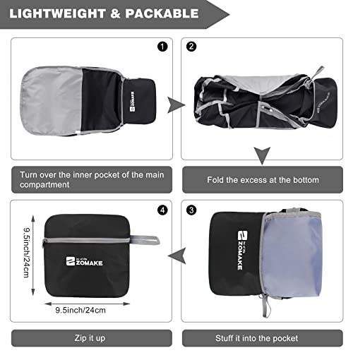 ZOMAKE Lightweight Packable Backpack 35L - Foldable Backpack Water-Resistant Collapsible Backpack Light Daypack for Hiking(Black)