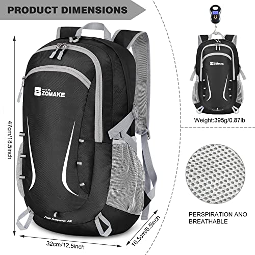 ZOMAKE Lightweight Packable Backpack 35L - Foldable Backpack Water-Resistant Collapsible Backpack Light Daypack for Hiking(Black)