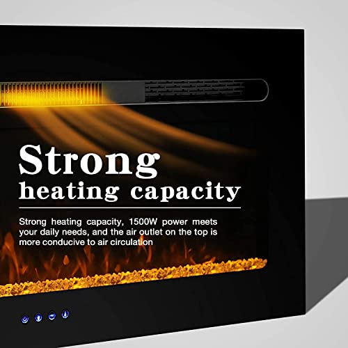 40 Inch Electric Fireplace Inserts, Low Noise Wall Mounted Fireplace Heater with Remote Control, 1-8 Hrs Timer, Touch Screen, Adjustable Flame Color and Speed for Living Room Bedroom