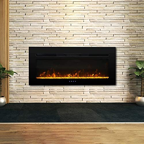 40 Inch Electric Fireplace Inserts, Low Noise Wall Mounted Fireplace Heater with Remote Control, 1-8 Hrs Timer, Touch Screen, Adjustable Flame Color and Speed for Living Room Bedroom