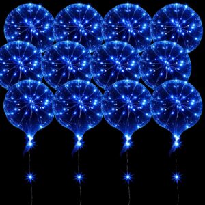 civaner 12 packs led balloons light up balloons for christmas party 15 inch red green blue led balloons bobo balloons with lights for xmas birthday party wedding decorations(blue)