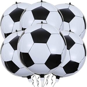 6 pack giant 22 inch soccer foil balloons 4d sephere mylar football balloons helium metallic balloons for birthday party sports themed world cup party decorations