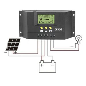 PWM Solar Charge Controller CM3024Z, CM3024Z Solar Charge Controller with LCD Display, Light Control + Delay Control Solar Controller, Compatible with 12V 24V(#3)