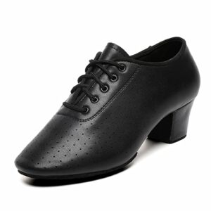 women's split-sole jazz dance sneaker leather ballroom sport boots (5.5 / black)