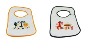 hello baby wonder halloween & thanksgiving bib set - 2pk