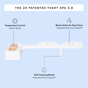 Tushy 3.0 Spa Bidet Attachment. Cool to Warm Water Temperature Control, Self Cleaning Fresh Water Sprayer, Adjustable Pressure Nozzle & Angle Control (Requires Sink Access for Warm Water), Bamboo