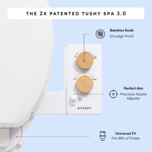 Tushy 3.0 Spa Bidet Attachment. Cool to Warm Water Temperature Control, Self Cleaning Fresh Water Sprayer, Adjustable Pressure Nozzle & Angle Control (Requires Sink Access for Warm Water), Bamboo