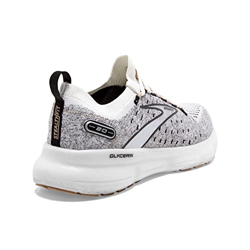 Brooks Women’s Glycerin StealthFit 20 Neutral Running Shoe - White/Black/Cream - 8.5 Medium