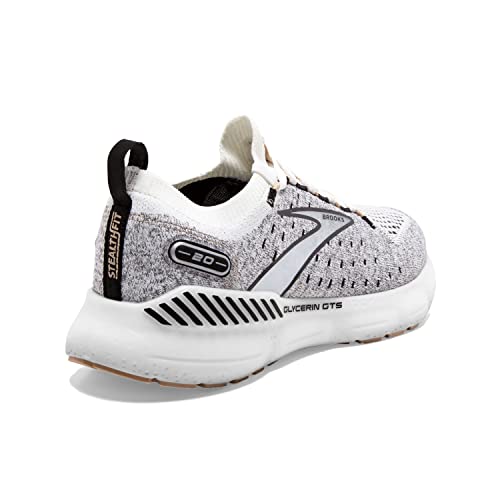 Brooks Women’s Glycerin StealthFit GTS 20 Supportive Running Shoe - White/Black/Cream - 8.5 Medium