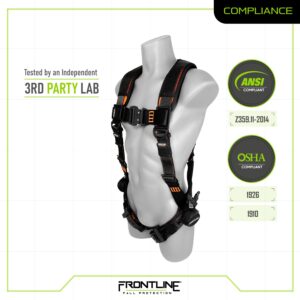 Frontline 110VTB Combat™ Lite Vest Style Harness with Aluminum Hardware and Suspension Trauma Straps | Quick Connect Buckle | OSHA and ANSI Compliant (Size: M-L)