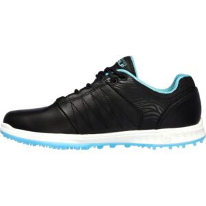 skechers golf ladies go golf pivot spikeless shoes black/turquoise size 6 medium
