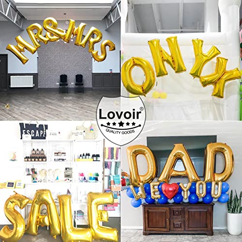 Lovoir 40 Inch Large Gold Letter H Balloons Big Size Jumbo Mylar Foil Helium Balloon for Birthday Party Celebration Decorations Alphabet Gold H