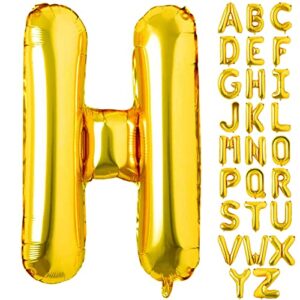 lovoir 40 inch large gold letter h balloons big size jumbo mylar foil helium balloon for birthday party celebration decorations alphabet gold h