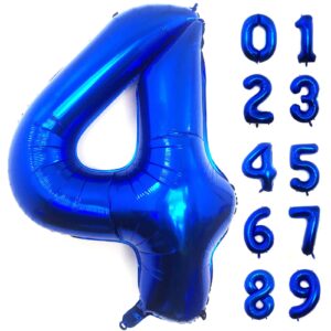 lovoir 40 inch navy blue number 4 balloon large size jumbo digit mylar foil helium dark blue balloons for birthday party celebration decorations graduations anniversary baby shower photo shoot