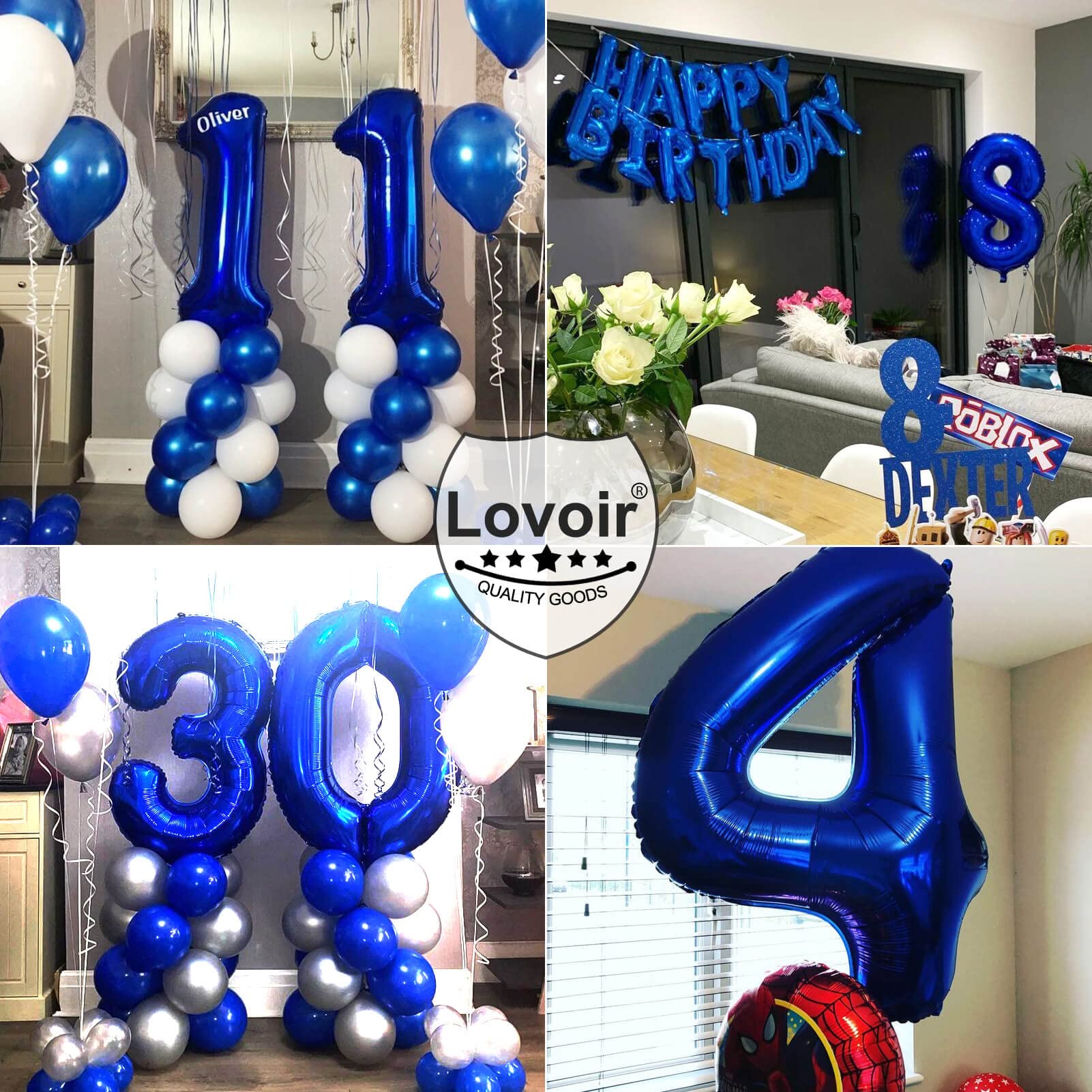 Lovoir 40 Inch Navy Blue Number 4 Balloon Large Size Jumbo Digit Mylar Foil Helium Dark Blue Balloons for Birthday Party Celebration Decorations Graduations Anniversary Baby Shower Photo Shoot