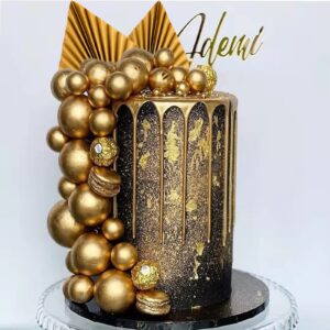 Gold Palm Leaves Mini Balloons Balls cake Toppers for Boho Birthday Wedding Baby Shower Party Decoration Supplies (Gold)