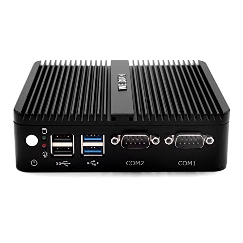 Mini Industrial PC, Windows 10 Pro 8GB DDR4 RAM 256GB SSD, Quad-Core Celeron J4125, 4K HD Mini Desktop Computer, Micro PC, HDMI/VGA/2 RJ45 Gigabit Ethernet/Dual Band Wi-Fi/BT 4.0/2RS232 Com port/VESA