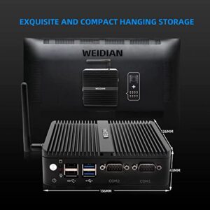 Mini Industrial PC, Windows 10 Pro 8GB DDR4 RAM 256GB SSD, Quad-Core Celeron J4125, 4K HD Mini Desktop Computer, Micro PC, HDMI/VGA/2 RJ45 Gigabit Ethernet/Dual Band Wi-Fi/BT 4.0/2RS232 Com port/VESA