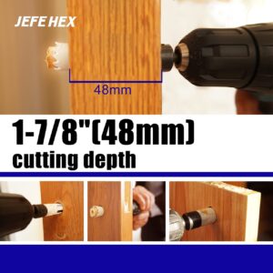 JEFE HEX 13-Piece Hole Saw Set, Bi-Metal Hole Saw Kit, M42 Bi-metal Hole Cutter Set with 9-Pc Hole Saw-3/4",7/8",1-1/8",1-3/8",1-1/2"1-3/4",2",2-1/4" and 2-1/2" for Metal, Wood, Plywood, Drywall, PVC