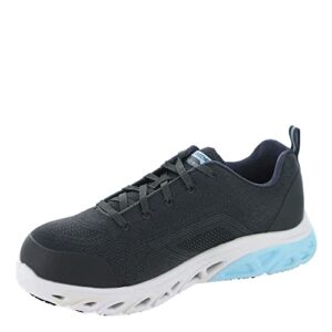 skechers glide step sr - alloy toe charcoal/light blue 9 b (m)