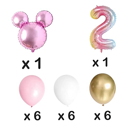 Oh Twodles Balloons Pink Mouse Second Birthday Mouse Banner Cake Topper 2nd Banner Party Supplies Decorations Photo Prop for Girl Baby Bday Pink