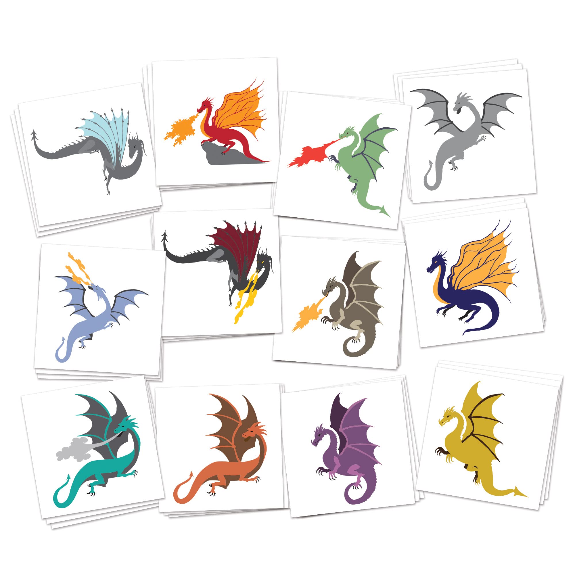 FashionTats Dragon Temporary Tattoos | Pack of 36 | MADE IN THE USA | Skin Safe | Party Supplies & Favors | Removable