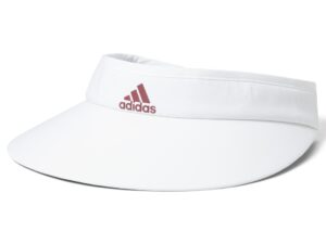 adidas standard wide brim tour visor, white/quiet crimson, one size