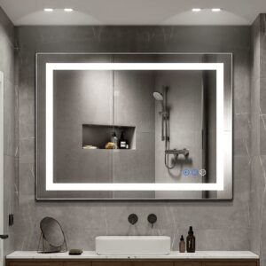 fitland 32"x 24" led bathroom mirror vanity mirror, anti-fog, dimmable, color temperature adjustable 3000-6000k, switch-held memory led wall mirror suitable for bathroom, vanity (vertical/horizontal)